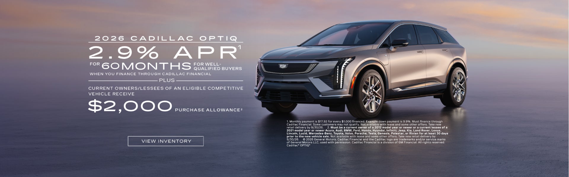 2026 OPTIQ. 2.9% APR for 60 months. Plus $2,000 purchase allowance.